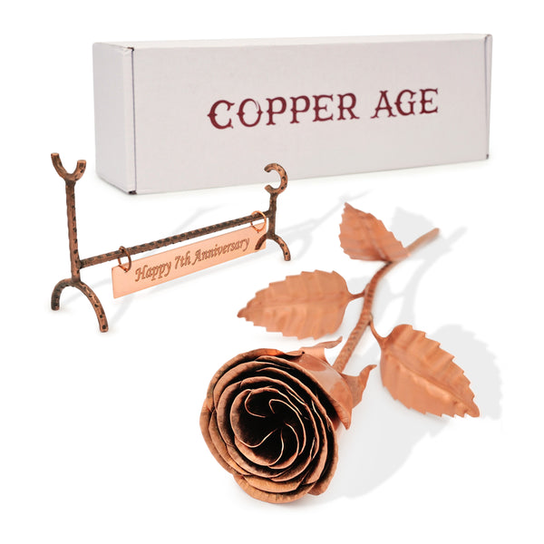 Copper Rose - Copper Anniversary Gift, 7 Year Anniversary, 22nd Anniversary, Metal Rose, Copper Flowers