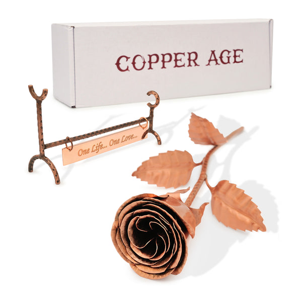Personalized Copper Anniversary Gift - 7 Year Anniversary, 22nd Anniversary, Copper Rose, Copper Gift